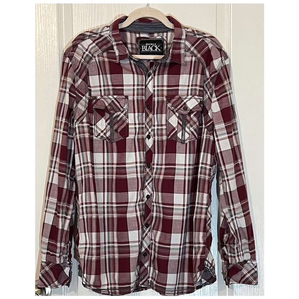 Buckle Black Mens Button Down Shirt